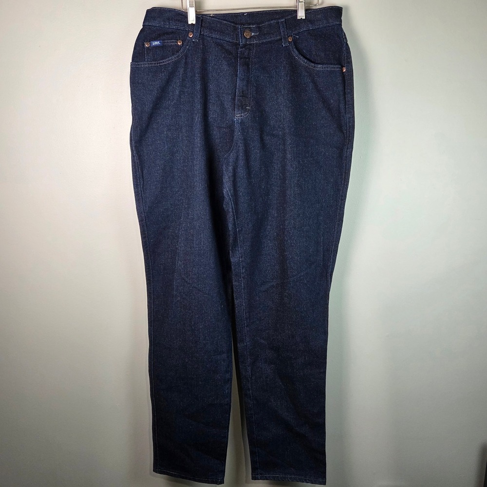 Lee Slim Fit Jeans Womens 18 Long Dark Indigo NWT Stretch Tapered Leg 305-2141